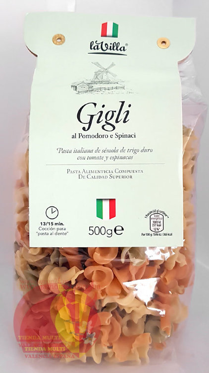 Паста Gigli, томат, шпинат 500 гр LaVilla Италия