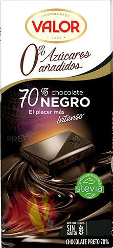 Шоколад  70% Валор черный, без сахара (Стевия) 150 гр