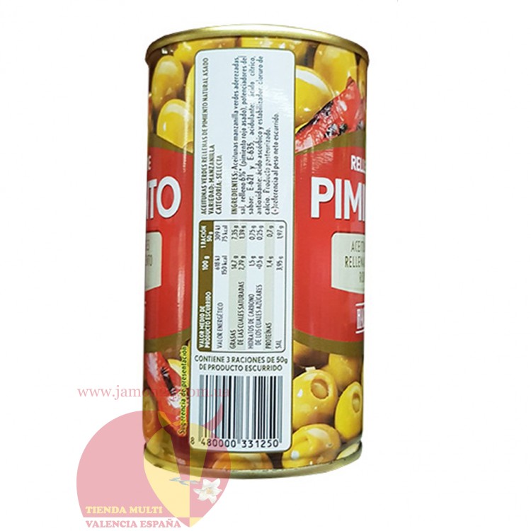 Оливки фаршированные печеным красным перцем, Асендадо 350 г