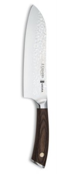 Нiж Сантоку 三徳包丁 3 Клавелес, 175 мм. Серiя Сакура. Cuchillo Santoku Serie Sakura Колекція Sakura –  ковані ножі з карбованими лезами