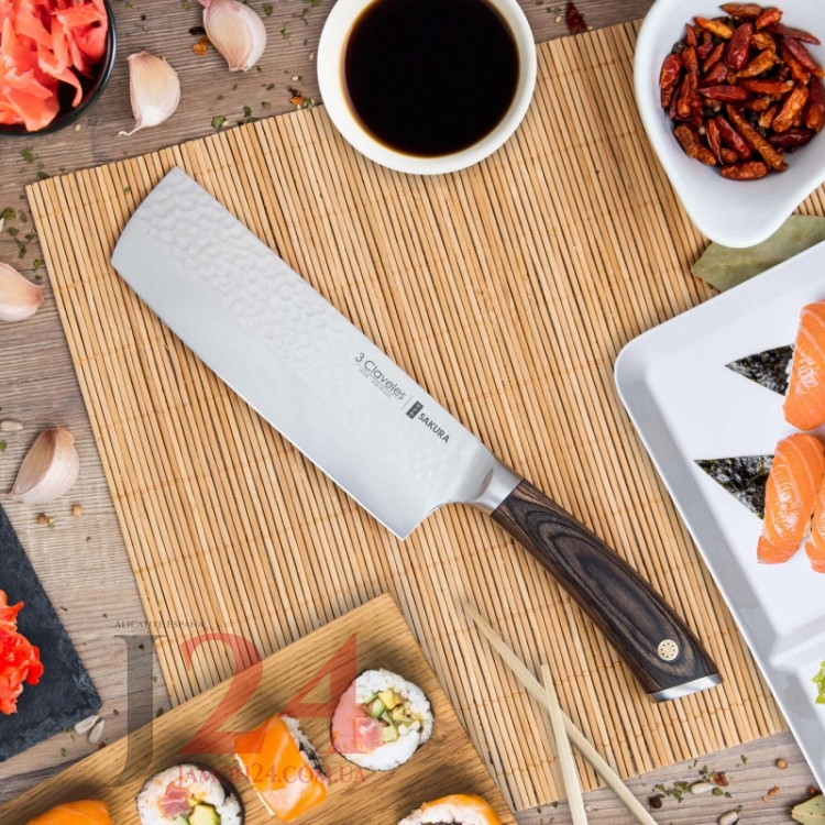 Нiж Усуба 薄刃 3 Клавелес, 170 мм. Серiя Сакура. Cuchillo Usuba Serie Sakura