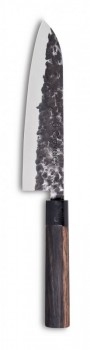 Нiж Сантоку 三徳包丁 3 Клавелес, 180 мм. Серiя Осака. Cuchillo Santoku Serie Osaka Унікальне полотно, рукоятка з натурального африканського чорного дерева