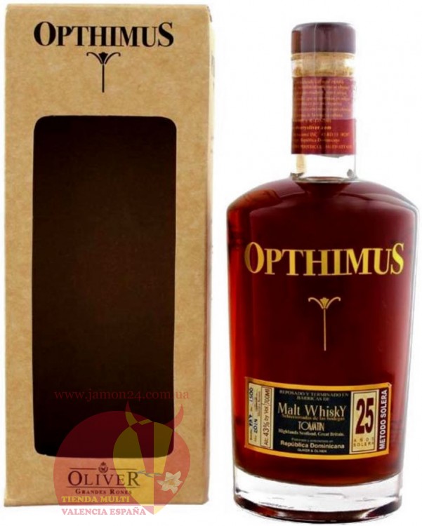 Ром Оптимус Молт Виски Финиш 25 лет, 0,7л, 43% Rum Opthimus Malt Whisky Finish 25 y.o. 70cl Доминикана