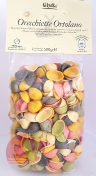 Паста Orecchiette Ortolano четырехцветная 500 гр LaVilla Италия свекла, шпинат, куркума, чернила каракатицы