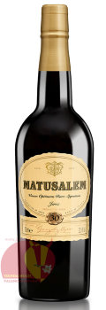 Херес Матусалем Старый 30 лет. Гонсалес Бийясс, 0,75 л, 15,5%,  Matusalem Oloroso Dulce Viejo 30 González Byass Matusalem Oloroso Dulce Viejo Gonzalez Byass
Регион: Херес, Испания
Производитель: Gonzalez Byass
Сорт винограда: Паломино Фино: 75%, Педро Хименес: 25% 
Рейтинг: WS 92