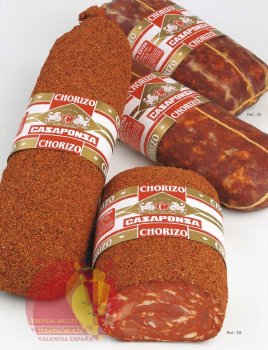 Чорисо в паприке 1,5 кг Касапонса, формат тунель Пищевая ценность на 100 гр продукта:
Энергетическая ценность - 1267KJ/304 kcal
Жиры - 23 гр
Насыщенные жирные кислоты - 8,5 гр
Углеводы - 0,5 гр
Белок - 33 гр
Соль - 4,5 гр